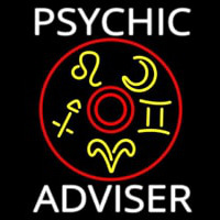 White Psychic Adviser With Logo Enseigne Néon