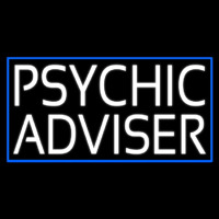White Psychic Advisor Blue Border Enseigne Néon