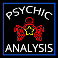 White Psychic Analysis With Logo And Blue Border Enseigne Néon