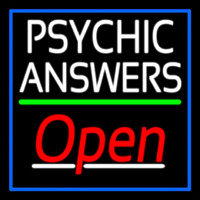 White Psychic Answers Red Open Green Line Blue Border Enseigne Néon