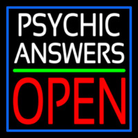 White Psychic Answers Red Open Green Line Enseigne Néon
