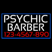 White Psychic Barber With Phone Number Enseigne Néon