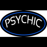 White Psychic Blue Border Enseigne Néon