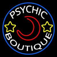 White Psychic Boutique Blue Border Enseigne Néon