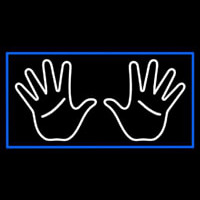 White Psychic Palms Blue Border Enseigne Néon