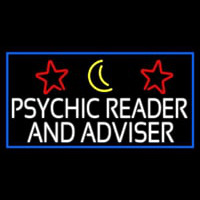 White Psychic Reader And Advisor With Blue Border Enseigne Néon