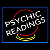 White Psychic Readings Crystal Blue Border Enseigne Néon
