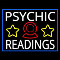 White Psychic Readings With Blue Border Enseigne Néon