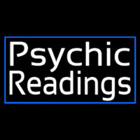 White Psychic Readings With Blue Border Enseigne Néon
