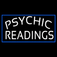 White Psychic Readings With Blue Border Enseigne Néon
