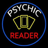 White Psychic Red Reader Yellow Cards And Blue Border Enseigne Néon