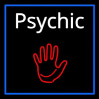 White Psychic With Blue Border Enseigne Néon