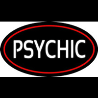 White Psychic With Red Border Enseigne Néon