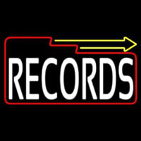 White Records Block With Arrow 2 Enseigne Néon