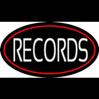 White Records Red Border Enseigne Néon