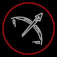 White Sagittarius Logo Red Border Enseigne Néon