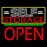 White Self Storage Block With Open 1 Enseigne Néon