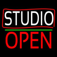 White Studio With Border Open 1 Enseigne Néon