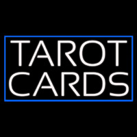 White Tarot Cards Blue Border Enseigne Néon