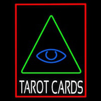White Tarot Cards Logo And Red Border Enseigne Néon