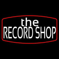 White The Record Shop Block Red Border Enseigne Néon