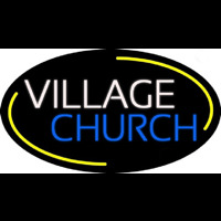White Village Blue Church Enseigne Néon