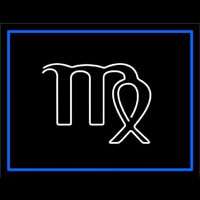 White Virgo Blue Border Enseigne Néon