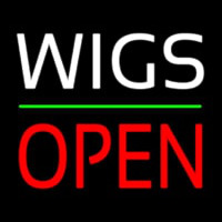 Wigs Block Open Green Line Enseigne Néon