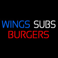 Wings Subs Burgers Enseigne Néon