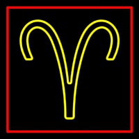 Yellow Aries Red Border Enseigne Néon