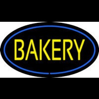 Yellow Bakery Oval Blue Enseigne Néon