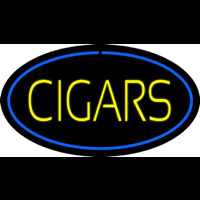Yellow Cigars Blue Oval Enseigne Néon