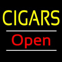 Yellow Cigars Open White Line Enseigne Néon