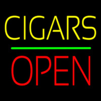 Yellow Cigars Red Block Open Green Line Enseigne Néon