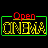 Yellow Cinema Open With Border Enseigne Néon