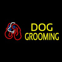Yellow Dog Grooming With Logo Enseigne Néon