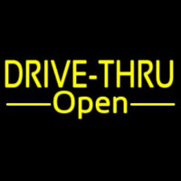 Yellow Drive Thru Open Enseigne Néon