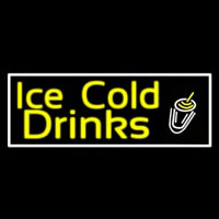 Yellow Ice Cold Drinks Enseigne Néon