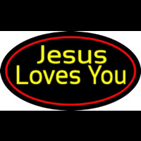 Yellow Jesus Loves You Enseigne Néon
