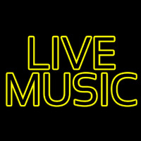 Yellow Live Music Block Enseigne Néon
