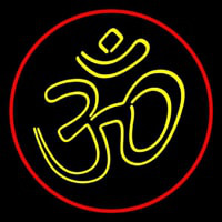 Yellow Om With Border Enseigne Néon