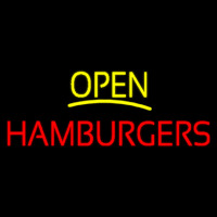 Yellow Open Red Hamburgers Enseigne Néon