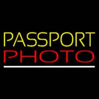 Yellow Passport Red Photo White Line Enseigne Néon
