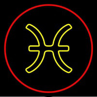 Yellow Pisces Red Border Enseigne Néon