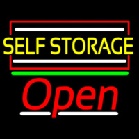 Yellow Self Storage Block With Open 2 Enseigne Néon