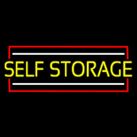 Yellow Self Storage Block With White Line Enseigne Néon