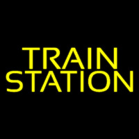 Yellow Train Station Enseigne Néon