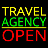 Yellow Travel Green Agency Open Enseigne Néon