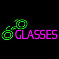 Pink Glasses Green Logo Enseigne Néon