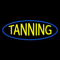 Yellow Tanning Blue Oval Enseigne Néon